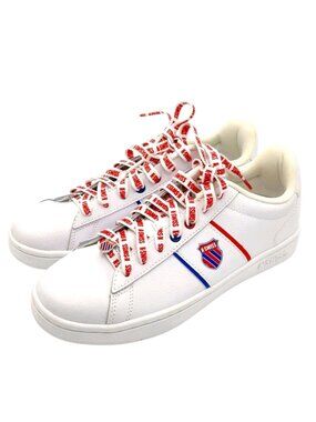 K-Swiss Court Vittora White Leather Sneakers Preppy Logo Laces Women's 7.5 NWOB